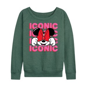 Women's - Disney - Minnie Mouse Iconic Lightweight French Terry Wide Neck Long Sleeve Shirt - 1 of 4