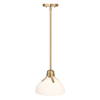 Gold and White Glass Dome Ceiling Light with Adjustable Height