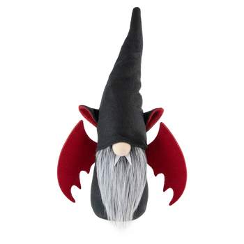 Northlight 17" Black and Red Halloween Boy Gnome with Bat Wings