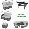 7-Piece Outdoor Patio Furniture Set – Rattan Chairs with Ottoman & Wood Coffee Table, Wicker Sectional Conversation Sofa in Beige - 3 of 4