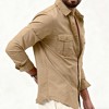 Men's Multi-Pocket Long Sleeve Shirt Jacket - Casual Button Down Collar Overshirt for Outdoor & Daily Layering - 3 of 4