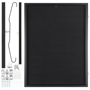 VEVOR Jersey Display Frame Case, 24 x 32 x 1.5 in, Large Lockable Sport Jersey Shadow Box with 98% UV Protection PC Glass and Hangers, Black - 1 of 4