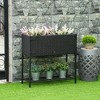 Resenkos Patio Planting Bed, Raised Garden Bed,PE Rattan Wicker Raised Flower & Vegetable Planter, Rack Shelf Box - 4 of 4