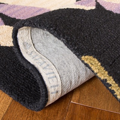 Handmade Black Floral Wool 3' x 5' Area Rug