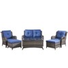Gymojoy 6 Piece Outdoor Wicker Loveseat Sofa with Patio Chairs with Coffee Table and Ottoman Sets - 2 of 4