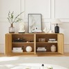 VYNXARIA Natural Wood Wave Pattern Sideboard Storage Cabinet ¨C Elegant TV Stand with Vertical Stripes for a Chic and Functional Buffet Solution. - 3 of 4