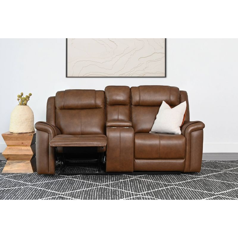 Gilbert Leather Manual Reclining Loveseat Brown - Abbyson Living, 3 of 13