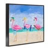 Stupell Industries Cute Pink Flamingos Beach Attire Strolling Coast Illustration Framed Giclee Art - 2 of 4