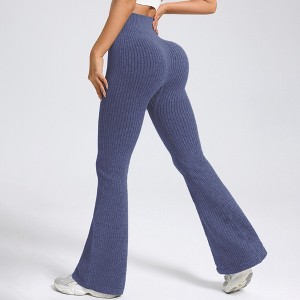 BABYYER Women Ribbed Flare Leggings, High Waist Stretchy Yoga Pants, Lightweight Workout Fitness Trousers - 1 of 4