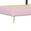 Twin size Upholstered Princess Bed With Crown Headboard, Twin Size Platform Bed with Headboard and Footboard with Light Strips,Golden Metal Legs - 3 of 4