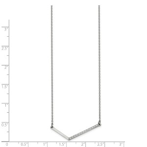 Chisel Stainless Steel Polished Cubic Zirconia Angled Bar on a 17.5" Cable Chain Necklace - 1 of 2