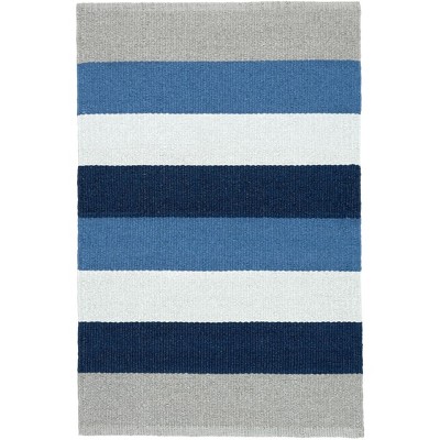 Annie Selke - Dash & Albert Ocean Stripe Handwoven Indoor/Outdoor Rug, Runner 2.5x8, Blue