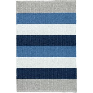 Annie Selke - Dash & Albert Ocean Stripe Handwoven Indoor/Outdoor Rug, Runner 2.5x8, Blue - 1 of 4