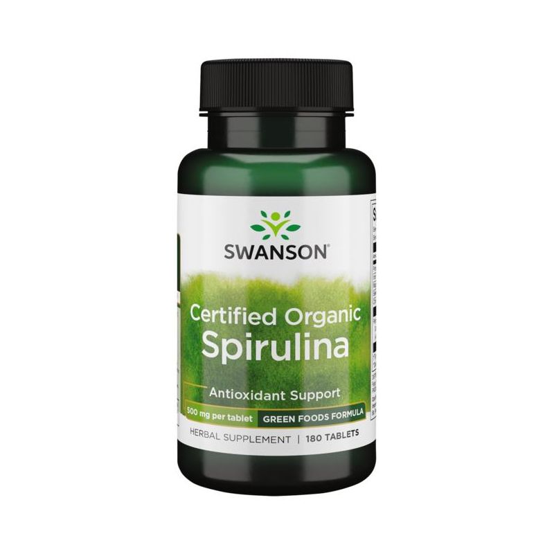 Swanson Herbal Supplements Certified Organic Spirulina 500 mg Tablet 180ct, 1 of 4