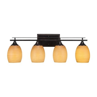 Toltec Lighting Uptowne 4 - Light Vanity in  Dark Granite with 5" Cayenne Linen Shade