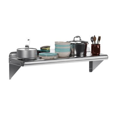 Whizmax Stainless Steel Shelf 12" x 72",260 lb [NSF Certified] Metal Wall Mount Shelf with Backplash for Restaurant, Laundry Room, Kitchen and Garage