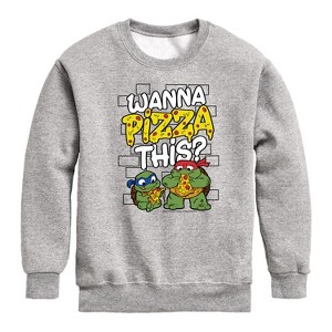 Boys' - Teenage Mutant Ninja Turtles Mutant Mayhem - Wanna Pizza This Graphic Long Sleeve Fleece Sweatshirt - 1 of 4