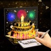 3D Pop Up Fireworks Birthday Cards, Blowable Cake Birthday Card with Music and Multicolor LED Lights Envelope and Blank Wish Card for Women, Kids, Men - 2 of 4