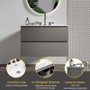 FAMYYT 30 in. Single Sink Floating Grey Bath Vanity with White Ceramic Top, 2 Soft Drawers - 3 of 4