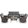 POCASSY 5 Piece Outdoor Patio Furniture Set, Brown Rattan Wicker Modern Outdoor Couch with Swivel Chairs and Coffee Table - 2 of 4