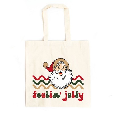 City Creek Prints Feelin' Jolly Stripes Canvas Tote Bag - 15x16 - Natural