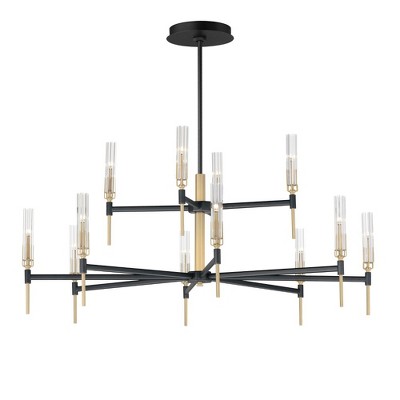 Maxim Lighting Flambeau 12 - Light Chandelier in  Black/Antique Brass