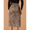 Allegra K Women's Zebra Animal Print High Waist Side Slit A-Line Midi Skirt - 4 of 4