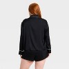 Women's Luxury Collection Satin Notch Collar Long Sleeve Shirt and Shorts Pajama Set - Auden™ - 2 of 3