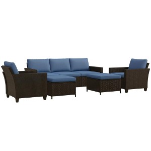 Resenkos 7 seats rattan patio furniture set, Outdoor Sectional Furniture, PE Rattan, - 1 of 4