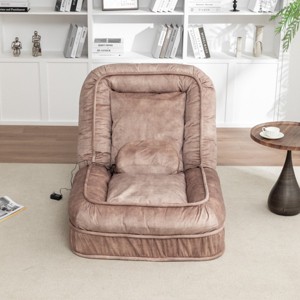 Upholstered Human Dog Sofa Chair with Massage Pillow & Adjustable Backrest, Velvet Lounger Chair for Adult & Pets-Baofuwish - 1 of 4