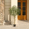 DR.Planzen 5-8FT Lush Artificial Olive Tree - UV Resistant Fake Plant with Black Fruits in 7x8" Black Pot for Indoor/Outdoor House & Floor Decor - 3 of 4