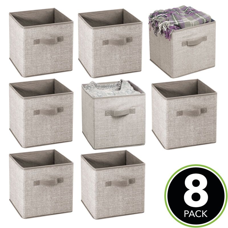 mDesign Small Fabric Closet Organizer Cube Bin with Front Handle, 2 of 10