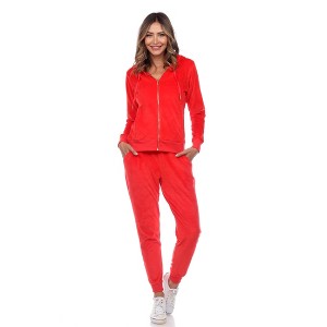 Women's 2 Piece Velour Tracksuit Set - White Mark - 1 of 4