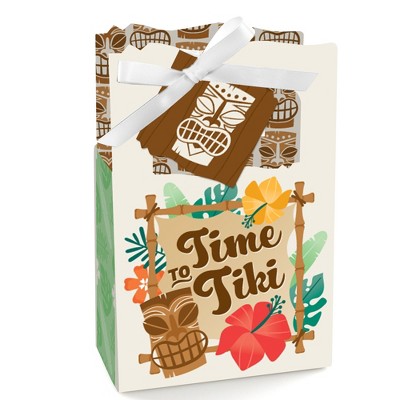 Big Dot of Happiness Tropical Luau - Hawaiian Beach Party Favor Boxes - Set of 12