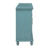 Treasure Trove Accents 4 Door Credenza Tahoe Blue: Glass Inlay, Turned Bun Feet, Media Storage - 3 of 4