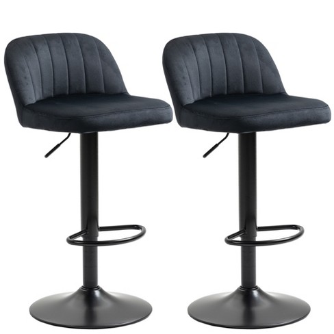 Homcom Adjustable Bar Stools Set Of 2 Velvet Counter Height