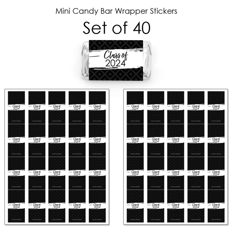 Big Dot of Happiness 2024 Black and White Graduation Party - Mini Candy Bar Wrapper Stickers - Small Favors - 40 Count, 3 of 7
