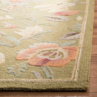 Handmade Red Floral Tufted Wool Area Rug 24" x 4"
