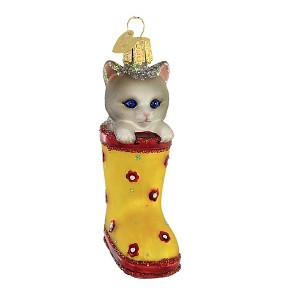Old World Christmas 3.5 Inch Kitten In Rain Boot Ornament Cat Tree Ornaments - 1 of 3