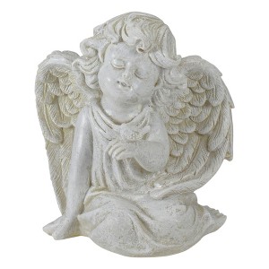 Northlight 6" Ivory Sitting Angel with Bird Outdoor Garden Statue - 1 of 4