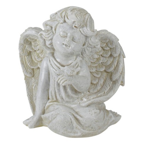 Northlight 6" Ivory Sitting Angel with Bird Outdoor Garden Statue - image 1 of 4