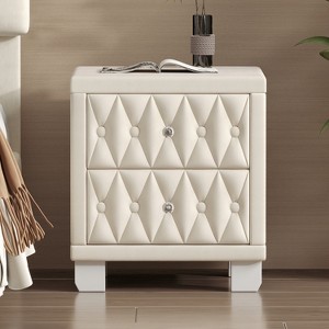 KTMBDW Night Stand, Small 2 Drawer Dresser, Velvet Nightstand with Button-Tufted for Bedroom, Closet, Dorm - 1 of 4