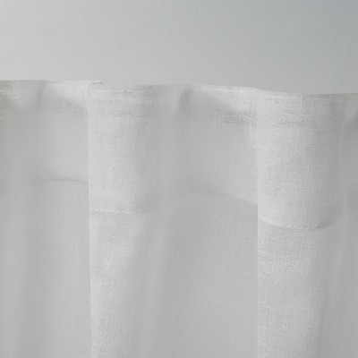 Ivory Belgian Sheer Linen Tab Top Curtain Panels, 84" x 50"