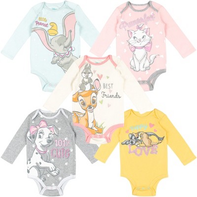 Image of Disney Fairies Disney Classics Dumbo Bambi Marie Infant Baby Girls 5 Pack Bodysuits 12 Months