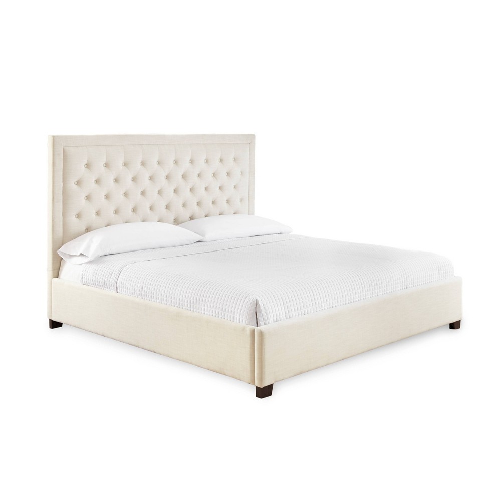 Photos - Bed King Isadora  White - Steve Silver Co.: Upholstered, Tufted Headboard,