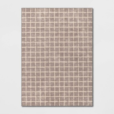 4&#39;x5&#39;6&#34; Washable Small Checkered Area Rug Tan - Room Essentials&#8482;