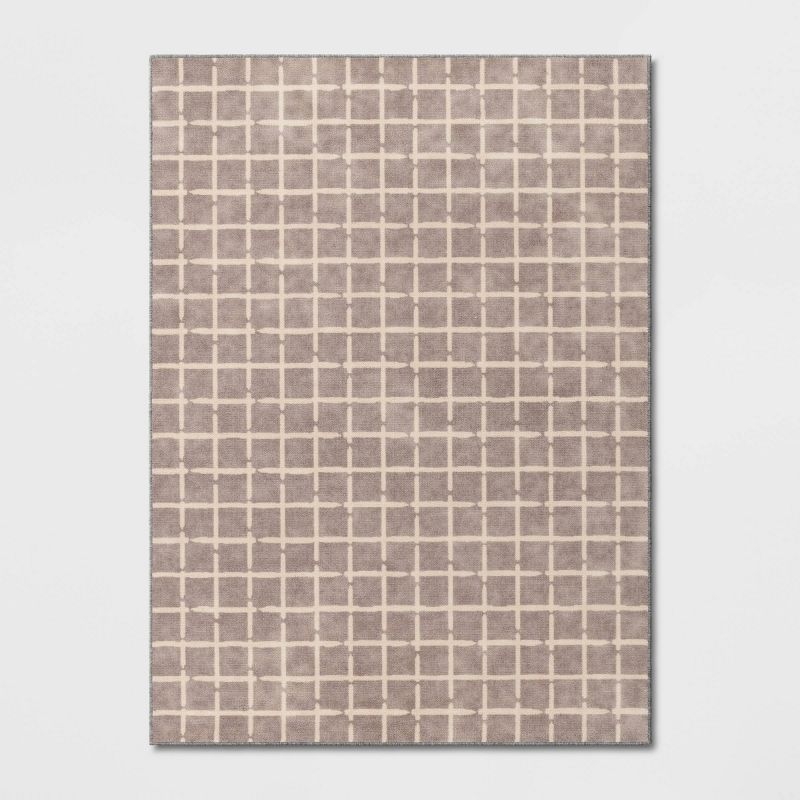 4&#39;x5&#39;6&#34; Washable Small Checkered Area Rug Gray - Room Essentials&#8482;, 1 of 5
