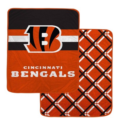 Nfl Cincinnati Bengals Center Logo Half Stripe Diamond Faux Shearling ...