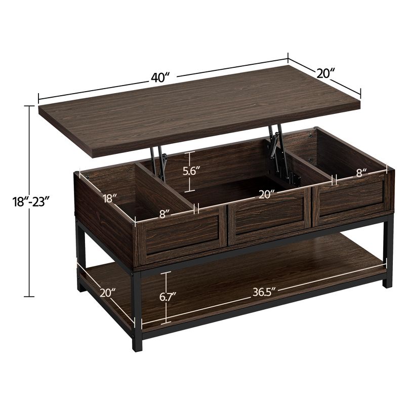 Yaheetech Lift Top Coffee Table with Hidden Compartments & Bottom Open Shelf For Living Room, 4 of 10