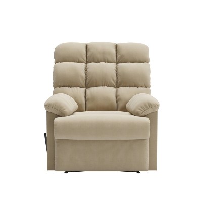 Khaki Microfiber Wall Hugger Recliner with Wood Frame